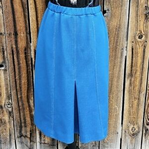 Vintage Graff Californiawear Blue Polyester Midi Skirt M